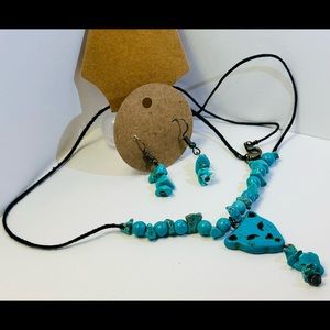 Handmade turquoise tiger 🐅 necklace and earrings